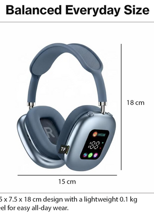 Wireless Bluetooth Over-Ear Headphones Black Bluetooth 5.4 Low Latency 10m Range Blue