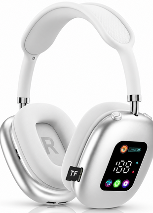 Wireless Bluetooth Over-Ear Headphones  Bluetooth 5.4 Low Latency 10m Range White