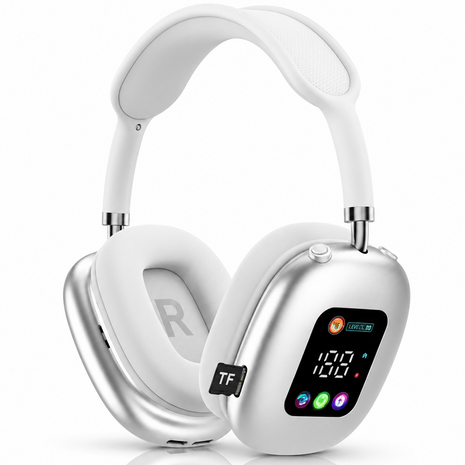 Wireless Bluetooth Over-Ear Headphones  Bluetooth 5.4 Low Latency 10m Range White