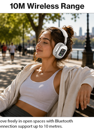Wireless Bluetooth Over-Ear Headphones  Bluetooth 5.4 Low Latency 10m Range White