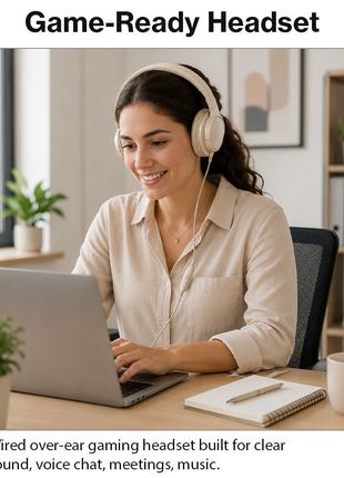 Wired Over-Ear Gaming Headset with Mic, Noise Reduction, 1.2 m Cable Beige