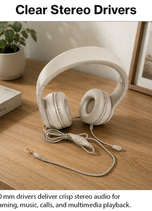 Wired Over-Ear Gaming Headset with Mic, Noise Reduction, 1.2 m Cable Beige