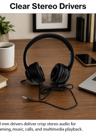 Wired Over-Ear Gaming Headset with Mic, Noise Reduction, 1.2 m Cable Black