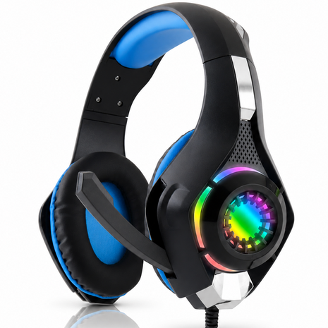 RGB Lighting Effect Over-Ear Gaming Headset with Noise Cancelling Microphone and Bluetooth Connectivity