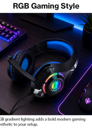 RGB Lighting Effect Over-Ear Gaming Headset with Noise Cancelling Microphone and Bluetooth Connectivity