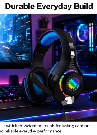 RGB Lighting Effect Over-Ear Gaming Headset with Noise Cancelling Microphone and Bluetooth Connectivity