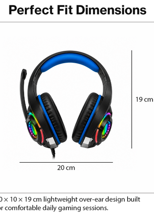 RGB Lighting Effect Over-Ear Gaming Headset with Noise Cancelling Microphone and Bluetooth Connectivity