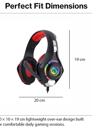 RGB Lighting Effect Over-Ear Gaming Headset with Noise Cancelling Microphone and Bluetooth Connectivity Red