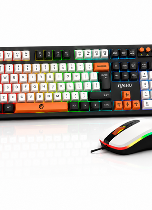 Wired Gaming Keyboard Mouse Combo with Mousepad, RGB Backlit, Volume Knob, Multimedia Keys, USB for Windows/Mac Black
