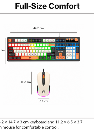 Wired Gaming Keyboard Mouse Combo with Mousepad, RGB Backlit, Volume Knob, Multimedia Keys, USB for Windows/Mac Black