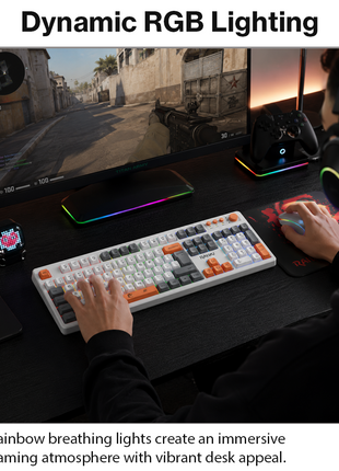Wired Gaming Keyboard Mouse Combo with Mousepad, RGB Backlit, Volume Knob, Multimedia Keys, USB for Windows/Mac white