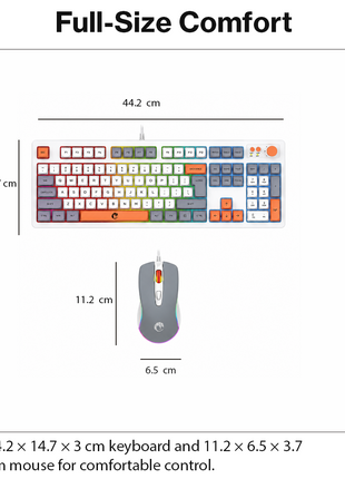 Wired Gaming Keyboard Mouse Combo with Mousepad, RGB Backlit, Volume Knob, Multimedia Keys, USB for Windows/Mac white