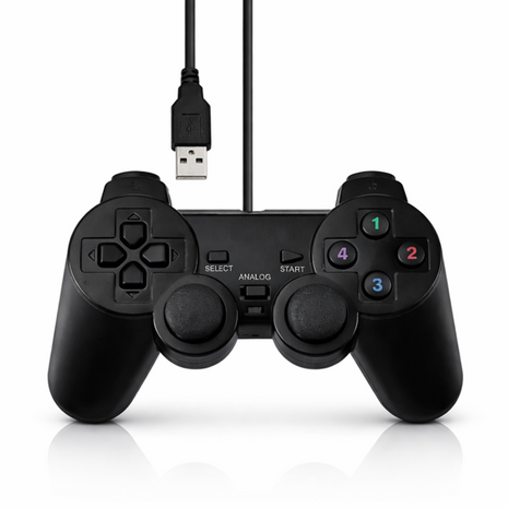 USB Wired Game Controller with Dual Vibration Motors, Plug & Play PC Gamepad, DirectX Support for Windows 98/2000/XP/Vista