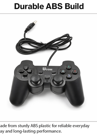 USB Wired Game Controller with Dual Vibration Motors, Plug & Play PC Gamepad, DirectX Support for Windows 98/2000/XP/Vista