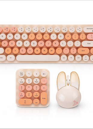3-in-1 2.4GHz Wireless Keyboard, Numeric Keypad & Mouse Combo, Plug & Play, Battery Powered