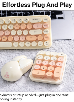 3-in-1 2.4GHz Wireless Keyboard, Numeric Keypad & Mouse Combo, Plug & Play, Battery Powered