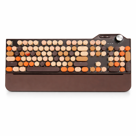 107-Key Wireless Keyboard Bluetooth 5.0 / 2.4G / USB-C Wired, Illuminated Backlight, Volume Dial, Magnetic Wrist Rest