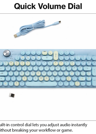 107-Key Wireless Keyboard Bluetooth 5.0 / 2.4G / USB-C Wired, Illuminated Backlight, Volume Dial, Magnetic Wrist Rest