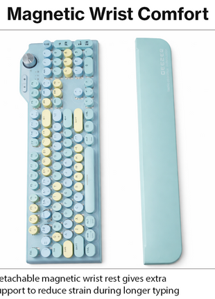 107-Key Wireless Keyboard Bluetooth 5.0 / 2.4G / USB-C Wired, Illuminated Backlight, Volume Dial, Magnetic Wrist Rest