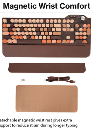 107-Key Wireless Keyboard Bluetooth 5.0 / 2.4G / USB-C Wired, Illuminated Backlight, Volume Dial, Magnetic Wrist Rest