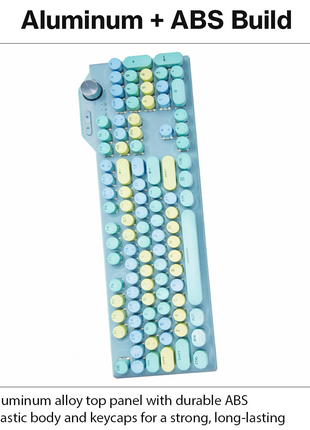107-Key Wireless Keyboard Bluetooth 5.0 / 2.4G / USB-C Wired, Illuminated Backlight, Volume Dial, Magnetic Wrist Rest