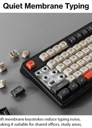 98-Key Wired Membrane Keyboard with Number Pad, RGB Backlit, 2-in-1 Control Knob, Media Buttons, Round ABS Keycaps, Adjustable Tilt