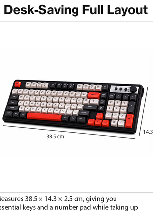 98-Key Wired Membrane Keyboard with Number Pad, RGB Backlit, 2-in-1 Control Knob, Media Buttons, Round ABS Keycaps, Adjustable Tilt