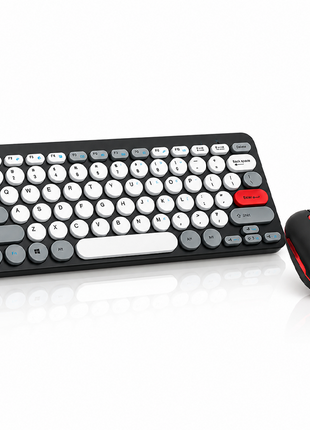 2.4G Wireless Keyboard and Mouse Combo with Numeric Keypad for Win, Mac, iOS & Android Black