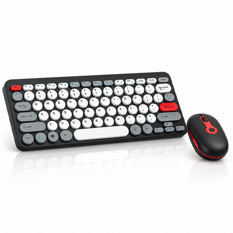 2.4G Wireless Keyboard and Mouse Combo with Numeric Keypad for Win, Mac, iOS & Android Black