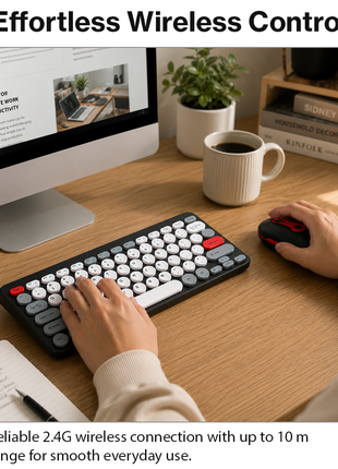 2.4G Wireless Keyboard and Mouse Combo with Numeric Keypad for Win, Mac, iOS & Android Black