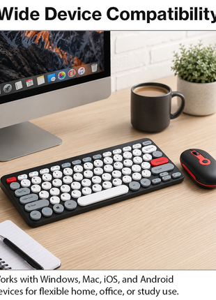 2.4G Wireless Keyboard and Mouse Combo with Numeric Keypad for Win, Mac, iOS & Android Black