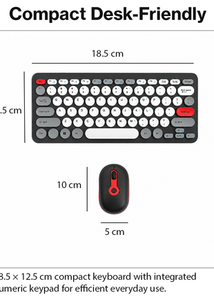 2.4G Wireless Keyboard and Mouse Combo with Numeric Keypad for Win, Mac, iOS & Android Black