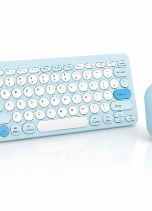 2.4G Wireless Keyboard and Mouse Combo with Numeric Keypad for Win, Mac, iOS & Android Blue