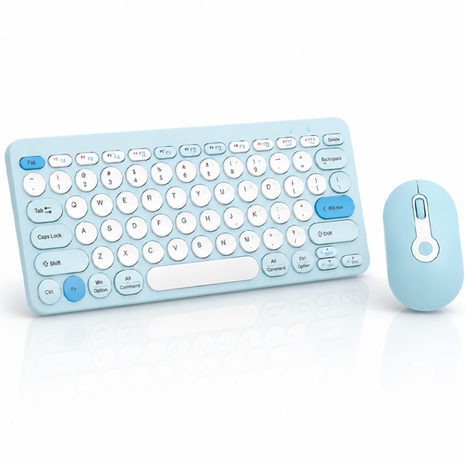 2.4G Wireless Keyboard and Mouse Combo with Numeric Keypad for Win, Mac, iOS & Android Blue