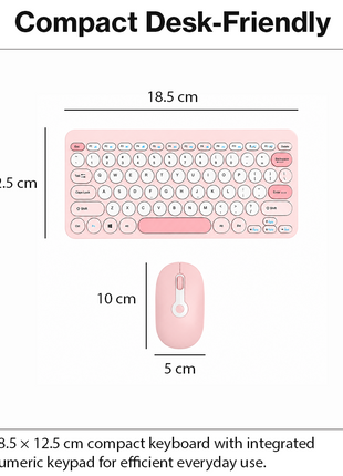 2.4G Wireless Keyboard and Mouse Combo with Numeric Keypad for Win, Mac, iOS & Android Pink