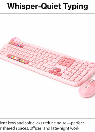 Kitty Cat Wireless Keyboard and Mouse Combo Silent 2.4G Set