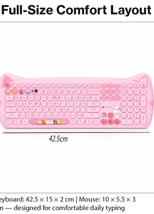 Kitty Cat Wireless Keyboard and Mouse Combo Silent 2.4G Set