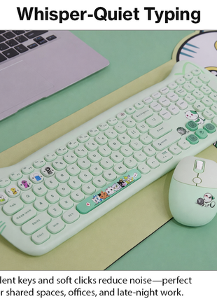 Kitty Cat Wireless Keyboard and Mouse Combo Silent 2.4G Set