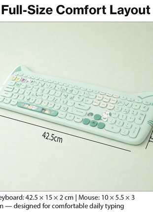 Kitty Cat Wireless Keyboard and Mouse Combo Silent 2.4G Set