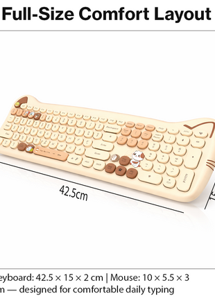 Kitty Cat Wireless Keyboard and Mouse Combo Silent 2.4G Set