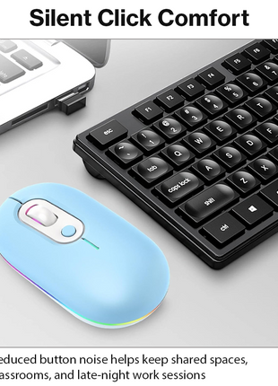 Rechargeable Wireless LED Mouse 450mAh Battery Silent Click Optical 2.4GHz USB