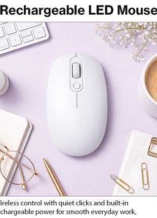 Rechargeable Wireless LED Mouse 450mAh Battery Silent Click Optical 2.4GHz USB