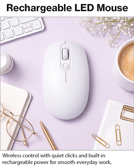 Rechargeable Wireless LED Mouse 450mAh Battery Silent Click Optical 2.4GHz USB
