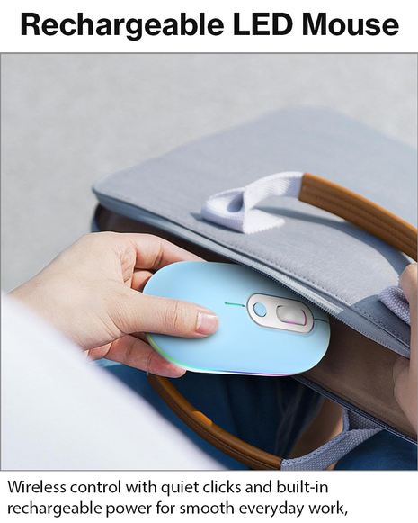 Rechargeable Wireless LED Mouse 450mAh Battery Silent Click Optical 2.4GHz USB