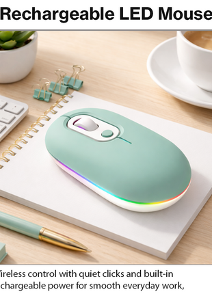 Rechargeable Wireless LED Mouse 450mAh Battery Silent Click Optical 2.4GHz USB