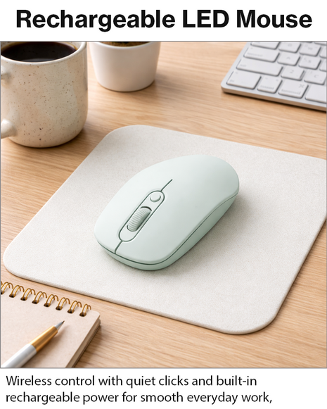 Rechargeable Wireless LED Mouse 450mAh Battery Silent Click Optical 2.4GHz USB