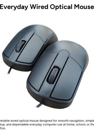 Wired Ergonomic Optical Mouse with Textured Scroll Wheel, Universal Laptop Compatibility