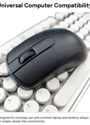 Wired Ergonomic Optical Mouse with Textured Scroll Wheel, Universal Laptop Compatibility