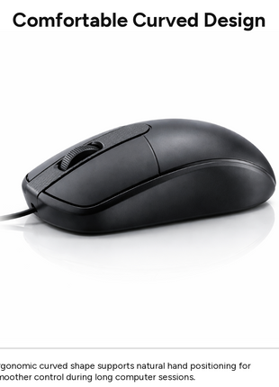 Wired Ergonomic Optical Mouse with Textured Scroll Wheel, Universal Laptop Compatibility