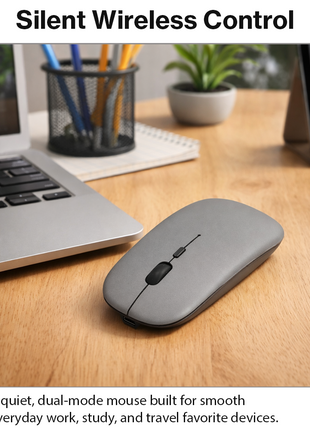 Wireless Mouse 1600 DPI – Bluetooth 5.0 2.4GHz Dual Mode – Matte Grey